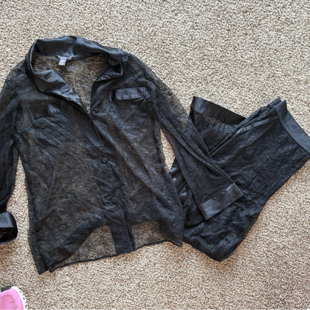 Victoria's Secret Black Lace Pajama Set